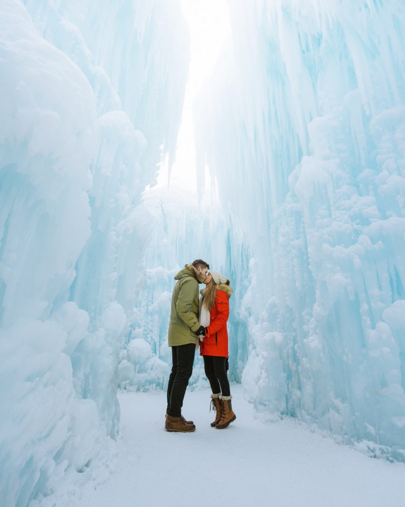How To Take Stunning Travel Photos as a Couple - Renee Roaming - Canada Ice Castles