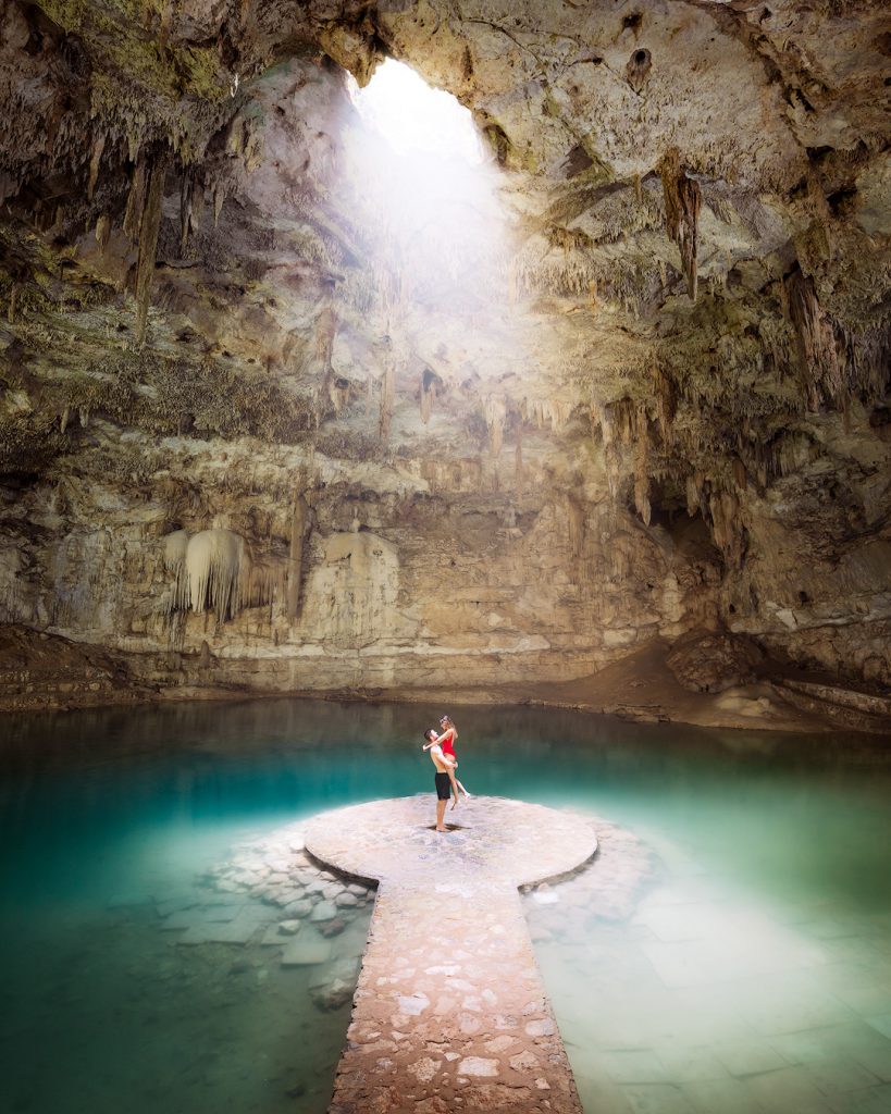 How To Take Stunning Travel Photos as a Couple - Renee Roaming - Mexico Suytun Cenote