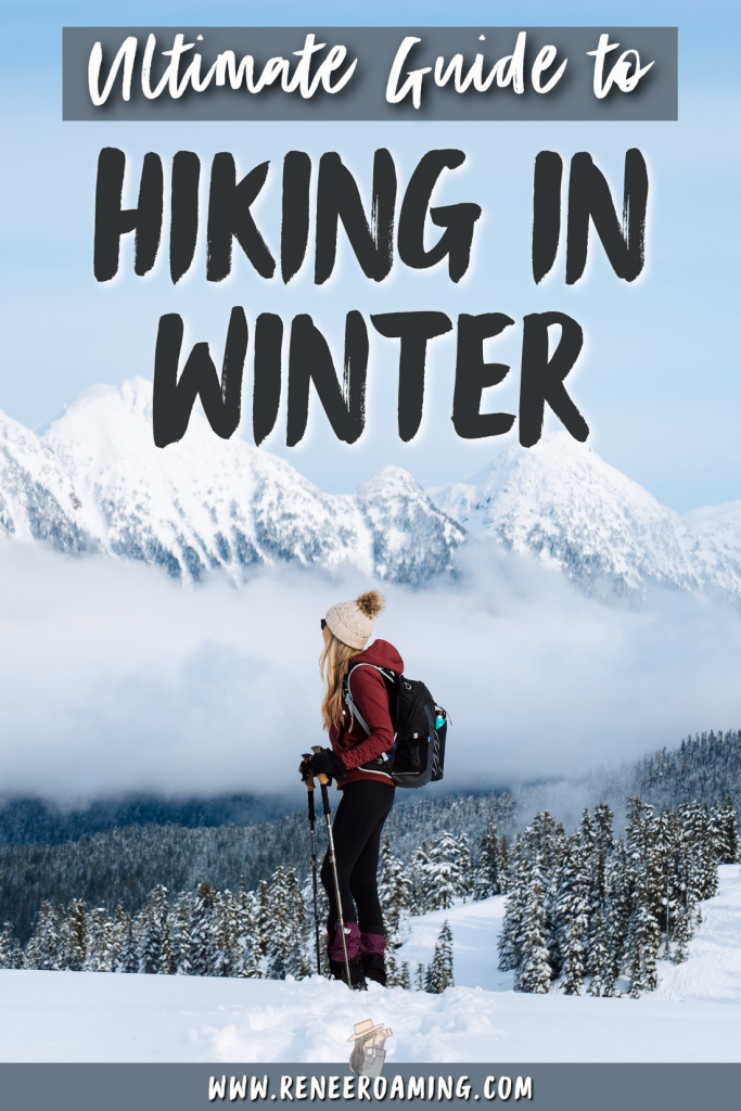 Winter hiking and camping can be absolutely magical… but it can also be challenging! It comes down to being prepared, ensuring you have the right gear, and researching the conditions. This guide shares with you all the essentials for getting out winter hiking and backpacking, including how to research, plan ahead, and what gear to use. | Winter hiking | Hiking in winter | Backpacking in winter | Winter backpacking | #winterhiking #hikinginwinter