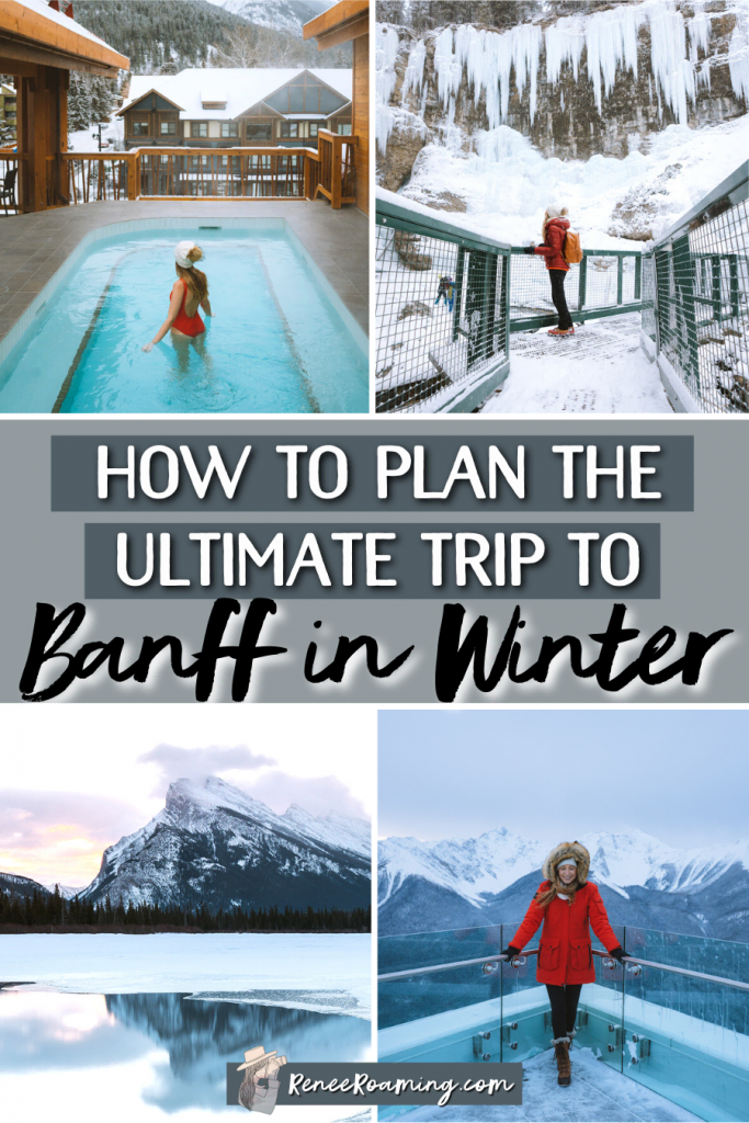 This is the ultimate guide to visiting Banff in winter! I'm sharing the best things to do in Banff during winter, where to stay, places to eat, what to pack, and more! | Plan a winter trip to Banff Canada | Banff winter things to do | Banff accommodation | Banff where to stay | Banff what to pack | Banff travel guide | Canada winter vacation | Alberta winter vacation | Canadian Rockies winter |