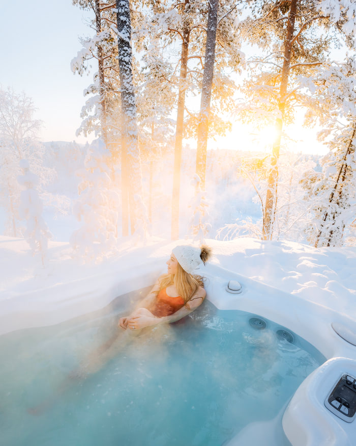 Hot tub soak at Aurora Village Ivalo