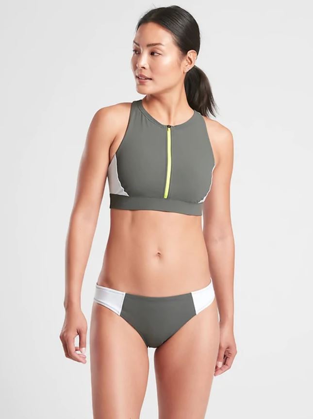 Athleta Colorblock Zip Front Bikini Top Product Image
