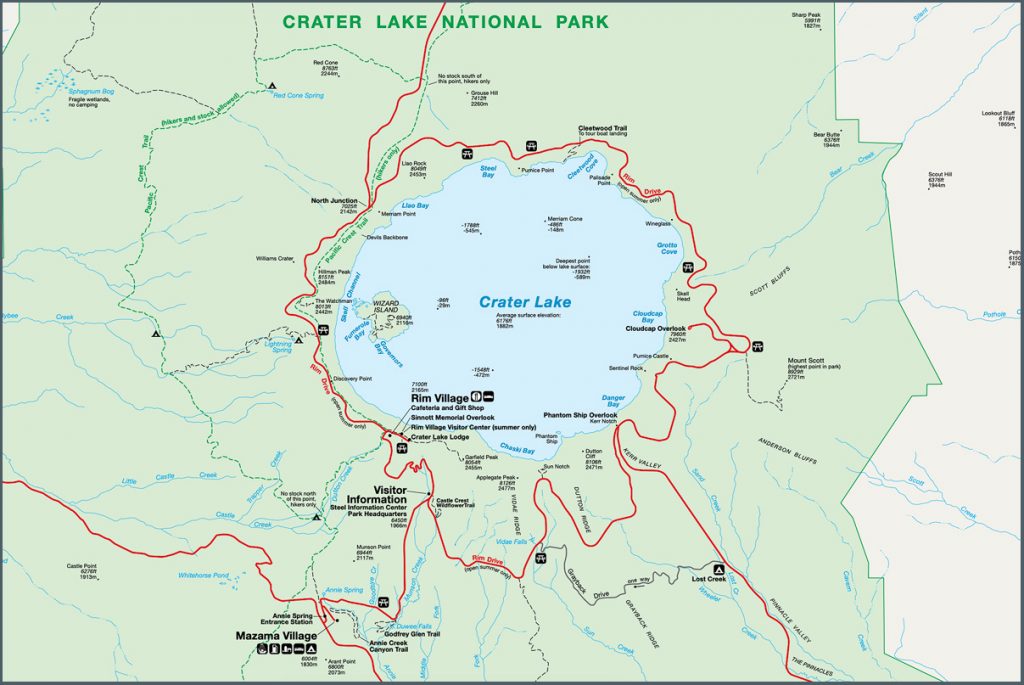 Scenic Oregon 7 Day Road Trip Exploring the Mountains and Coast - Crater Lake National Park Map