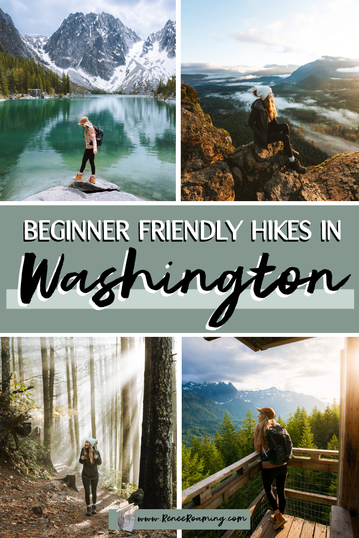 One of the questions I get asked most frequently is about my recommendations for Washington hikes. In particular, which trails I suggest for beginners. So I have put together this blog post featuring the 11 BEST beginner friendly hikes here in Washington state! In this article you will also find tips on how to plan hiking adventures, what to wear and pack on Washington hikes, and some trail etiquette tips. #WashingtonHikes #BeginnerHikes #Hiking #PNW #Washington