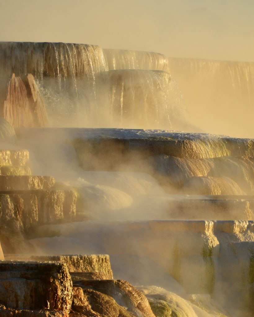 Ultimate Yellowstone National Park Guide and Itinerary- Mammoth Hot Springs Terrace Sunrise