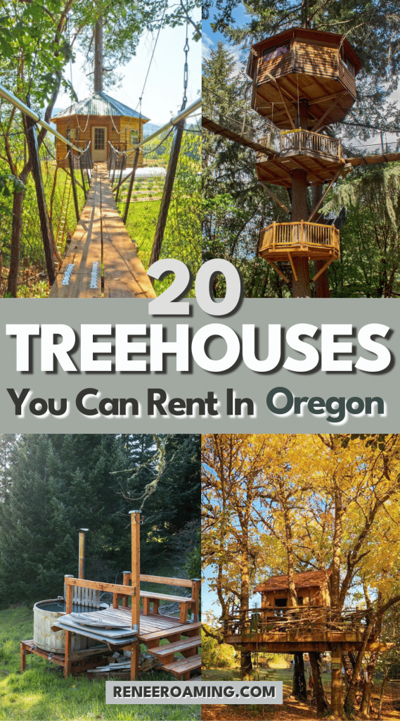 If you spent hours daydreaming as a kid about living in a treehouse, you were not alone! You might just be surprised at how different the treehouses you can rent in Oregon can be. From treehouses with ocean views to those in the city, and EVEN treehouse communities, bring your childhood dreams to life by booking a stay at one of these 20 Oregon treehouses! | Best treehouses in Oregon | Pacific Northwest treehouses | Oregon cabins | #Oregon #Treehouse #Cabin