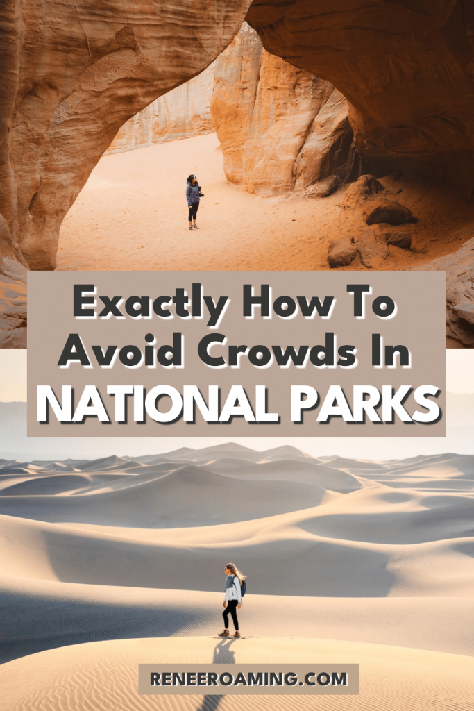 National Parks are so fun to visit but sometimes trying to avoid the crowds and planning ahead can be a bit frustrating. In this travel guide, I want to share with you the best tips on exactly how to avoid crowds in national parks, so you can make the most of your visit! | #nationalparks #usatravel #roadtrip