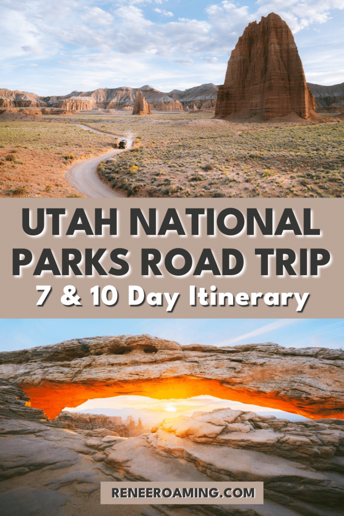 Utah National Parks road trip tips One of the best and most classic American vacations is taking a Utah National Parks road trip. Utah’s ‘Mighty 5’ consists of five absolutely incredible national parks: Zion, Bryce Canyon, Capitol Reef, Arches, and Canyonlands. This Utah national parks itinerary can be catered to a 7-day or 10-day vacation, or adjusted even further to suit your needs. Keep reading for all the Utah National Parks insider tips! #utah #nationalparks #roadtrip #usatravel