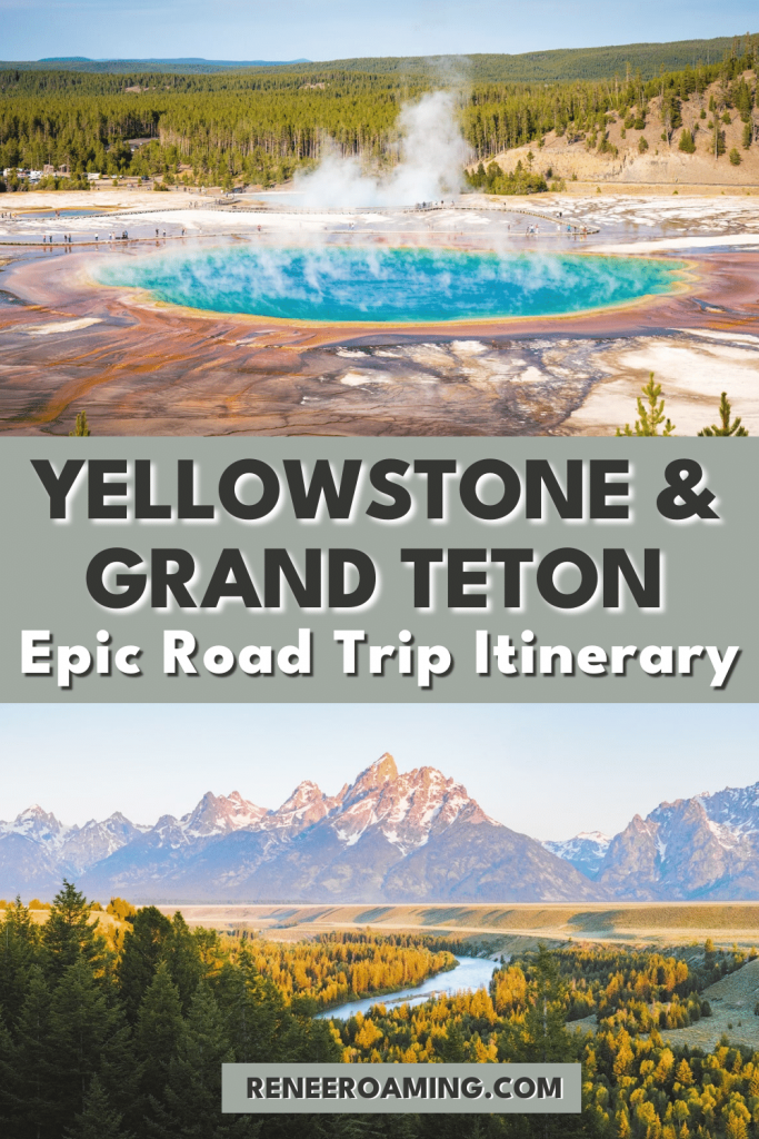 This itinerary includes my must-see locations for those taking a Yellowstone to Grand Teton road trip. These are two of my favorite national parks in the entire country, with each having its own unique reasons to visit. Yellowstone has some of the most incredible geothermal and wildlife viewing places on earth, while Grand Teton has some of the most epic mountain views you will ever see. #yellowstone #grandteton #nationalparks #roadtrip