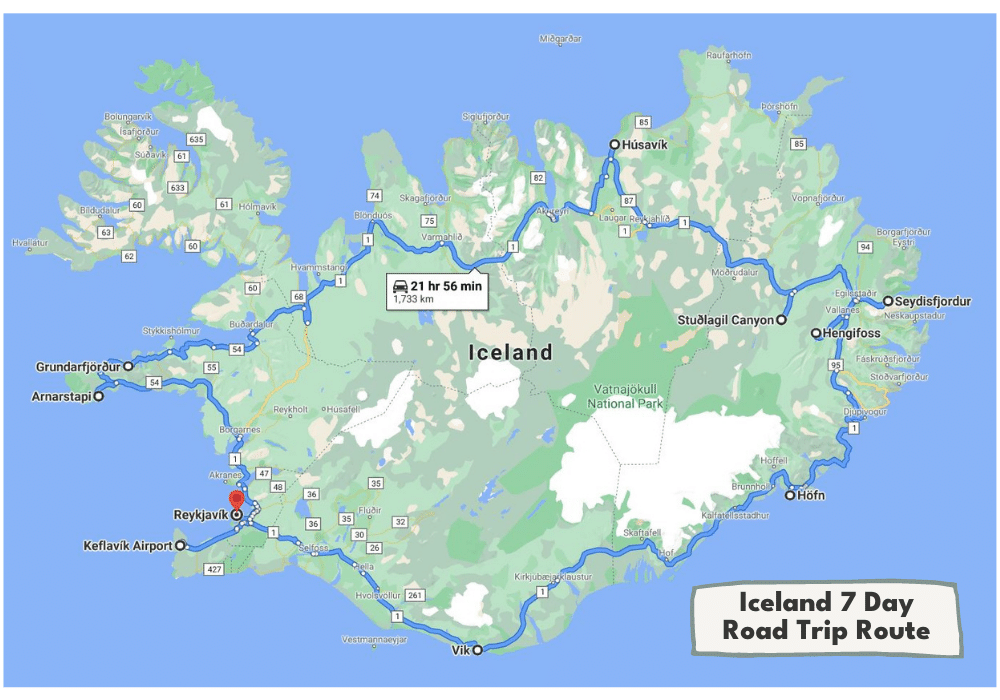 7 Day Iceland Road Trip Itinerary Map | Incredible Iceland Road Trip Itinerary and Planning Guide