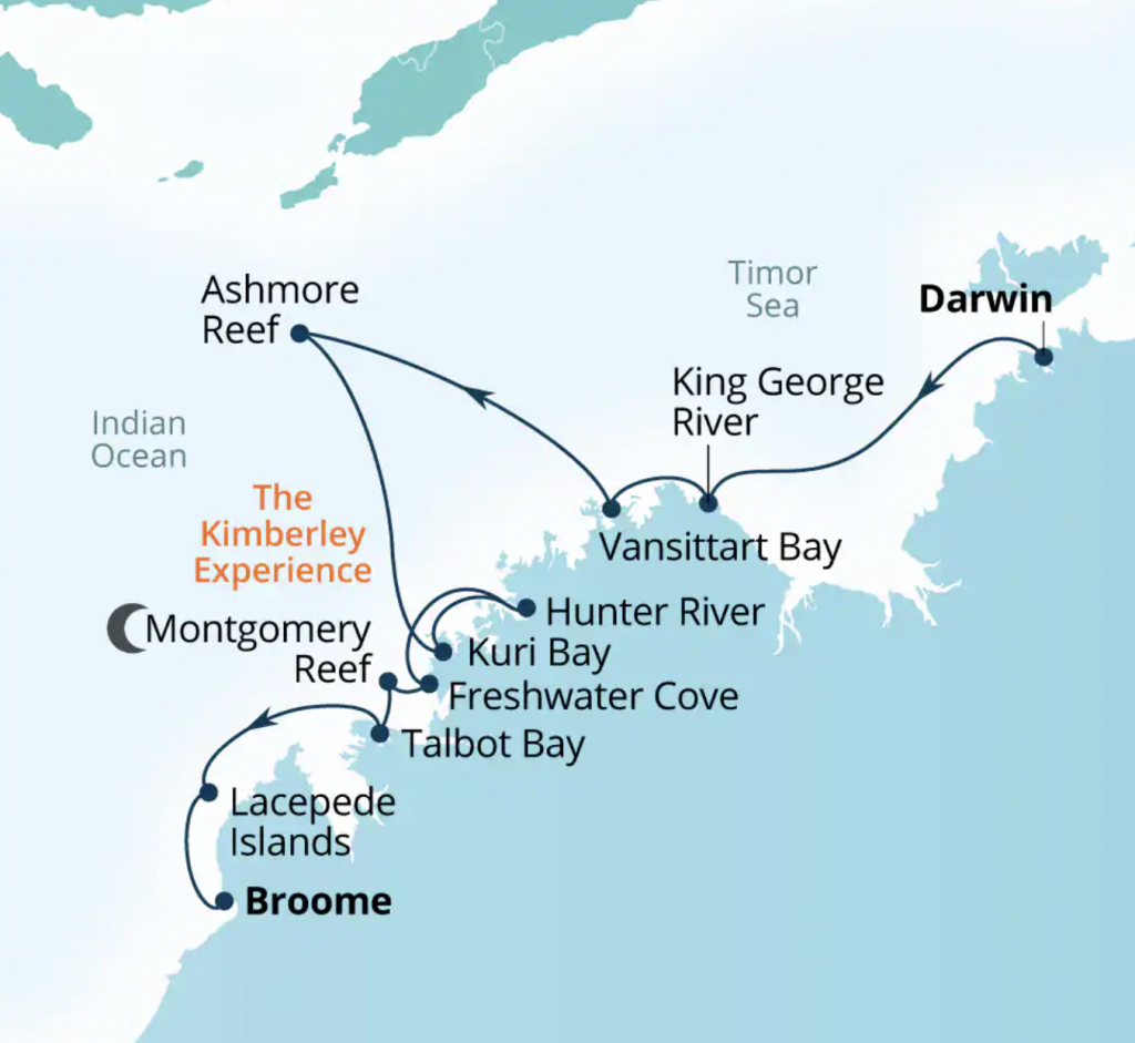 Once In a Lifetime Kimberley Australia Luxury Expedition Cruise With Seabourn - itinerary map